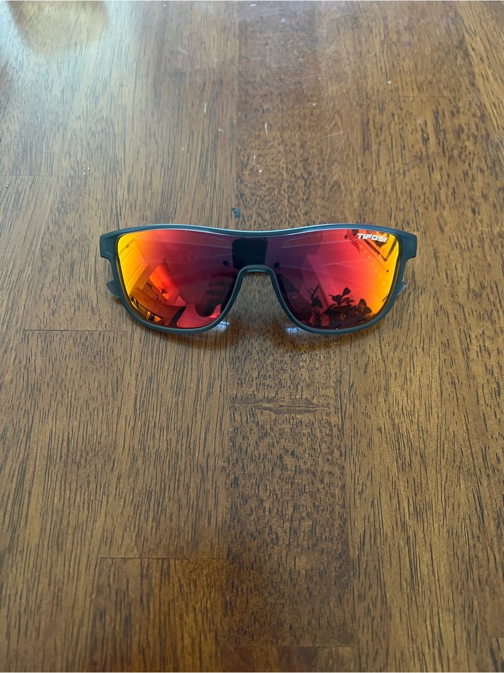 Red Mirrored Sports Sunglasses - Matte Black Frame